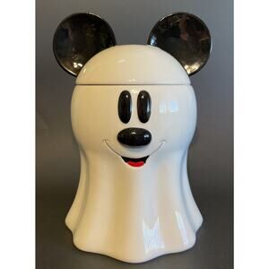 NEW Zrike Brands Mickey Mouse Ghost Cookie Jar 9.5” Disney Halloween Canister